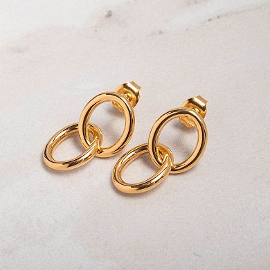 Belinda Jewelz 18k Gold Plated Vermeil Chain Drop Stud Earrings