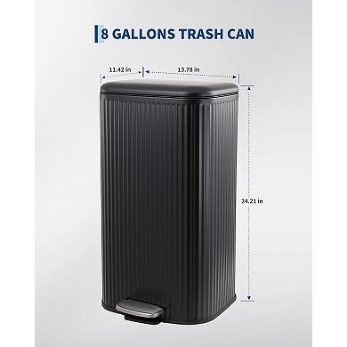 Garvee 8 gal Kitchen Trash Can with Fluted Design, Step Garbage Can with Soft-Close Lid