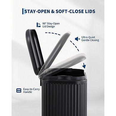 Garvee 8 gal Kitchen Trash Can with Fluted Design, Step Garbage Can with Soft-Close Lid