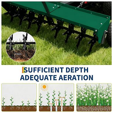 48 in Tow Behind Core Aerator for Lawn, Heavy Duty Pull Behind Plug Aerator with Universal Hitch