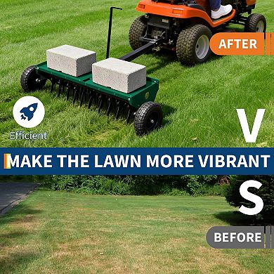 48 in Tow Behind Core Aerator for Lawn, Heavy Duty Pull Behind Plug Aerator with Universal Hitch