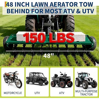 48 in Tow Behind Core Aerator for Lawn, Heavy Duty Pull Behind Plug Aerator with Universal Hitch