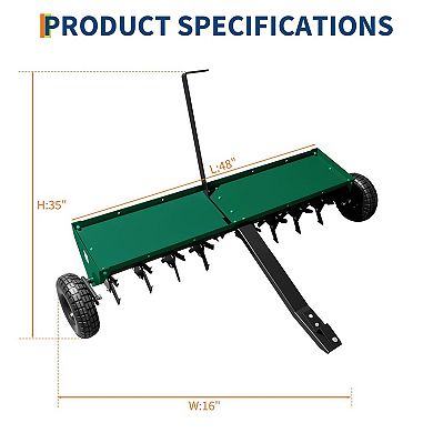 48 in Tow Behind Core Aerator for Lawn, Heavy Duty Pull Behind Plug Aerator with Universal Hitch