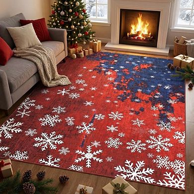 Modern Area Rug Non Slip Foldable Low Pile Ultra Thin Pet Friendly Floor Cover for Bedroom Bathroom