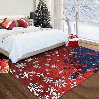 Modern Area Rug Non Slip Foldable Low Pile Ultra Thin Pet Friendly Floor Cover for Bedroom Bathroom