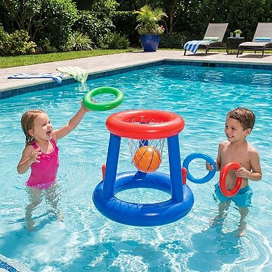 Inflatable Pool Basketball Game Set Floating Hoop Water Toy Backyard Pool Games