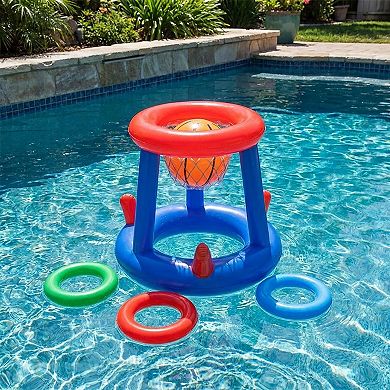 Inflatable Pool Basketball Game Set Floating Hoop Water Toy Backyard Pool Games