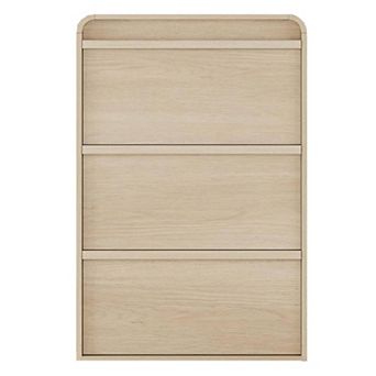 Shoe Cabinet with 3 Flip Drawers Slim Wooden Shoe Storage with Adjustable Shelves for Entryway