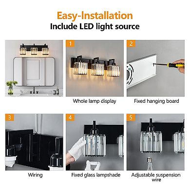 ZLAIQB 20.47" 3-Light Modern Crystal Bathroom Wall Lamp