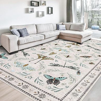 Insect Washable Soft Area Rugs Ultra-Thin Non Slip Dining Room Stain Resistant Rug Large Carpet
