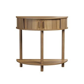 31.5-Inch Walnut Half-Moon Console Table
