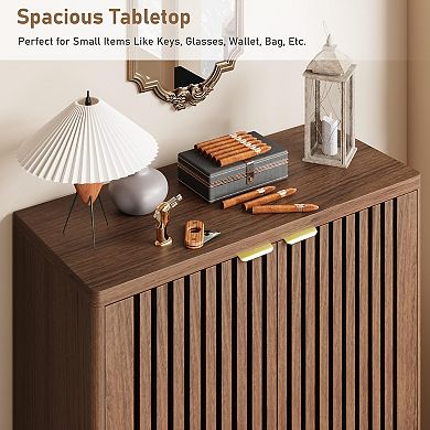 6-Tier Shoe Cabinet with Louver Doors Wooden Storage Organizer for 24 Pairs