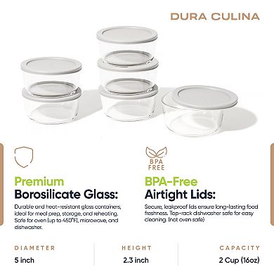 Dura Living™ 12-Piece, 2 Cup Glass Food Round Storage Set