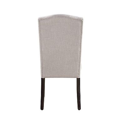 GOODSILO Elegant Linen Upholstered Dining Side Chairs Set with Weathered Wooden Legs
