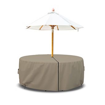 Covers&All Round Table & Chair Set cover with Umbrella Hole, Waterproof & Weather Resistant