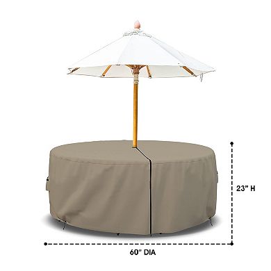 Covers&All Round Table & Chair Set cover with Umbrella Hole, Waterproof & Weather Resistant