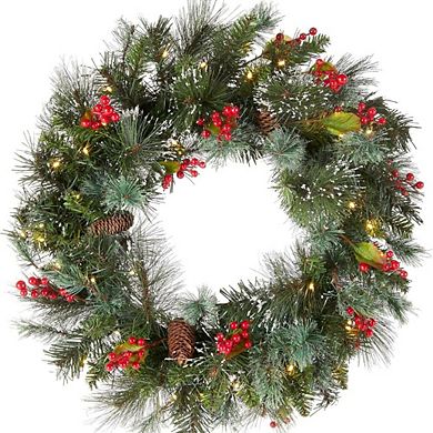 24-In Wintry Pine Flocked Christmas Wreath