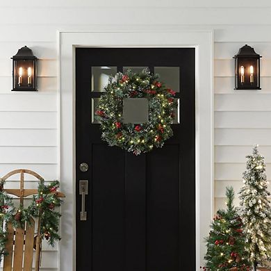 24-In Wintry Pine Flocked Christmas Wreath