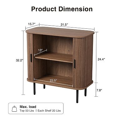 31"W Fluted Buffet Sideboard, Small Coffee Bar Cabinet with Doors & Storage for Kitchen Living Room