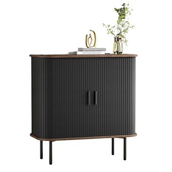 31"W Fluted Buffet Sideboard, Small Coffee Bar Cabinet with Doors & Storage for Kitchen Living Room