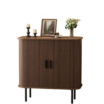 31"W Fluted Buffet Sideboard, Small Coffee Bar Cabinet with Doors & Storage for Kitchen Living Room
