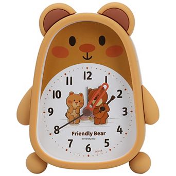 Desk Alarm Clock, Lovely 3D Bear-Shaped, Cute Patterns, Non-Tick, Perfect for Teens 4.1"x1.6"x5.5"