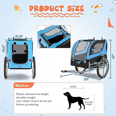 Foldable Dog Bike Trailer Pet Carrier with 3 Doors and 20 Inch Wheels