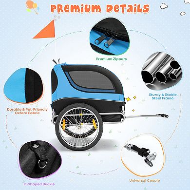 Foldable Dog Bike Trailer Pet Carrier with 3 Doors and 20 Inch Wheels