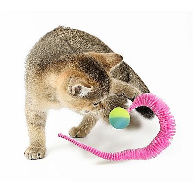 Interactive Cat Toy Teaser Worm Cat Toy with Ball Plush Cat Toys for Indoor Cats 4 Pack