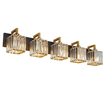 ZLAIQB 36.22“ 5-Light Modern Crystal Bathroom Wall Lamp