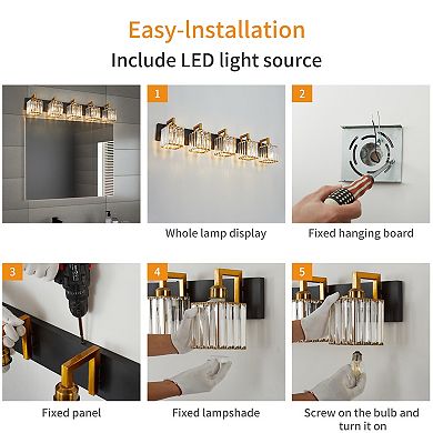 ZLAIQB 36.22“ 5-Light Modern Crystal Bathroom Wall Lamp