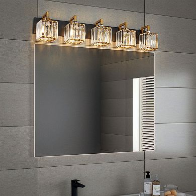 ZLAIQB 36.22“ 5-Light Modern Crystal Bathroom Wall Lamp
