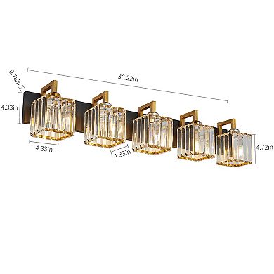 ZLAIQB 36.22“ 5-Light Modern Crystal Bathroom Wall Lamp
