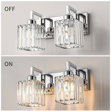 ZLAIQB 12.59" 2-Light Modern Crystal Bathroom Wall Lamp