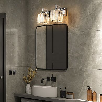 ZLAIQB 12.59" 2-Light Modern Crystal Bathroom Wall Lamp