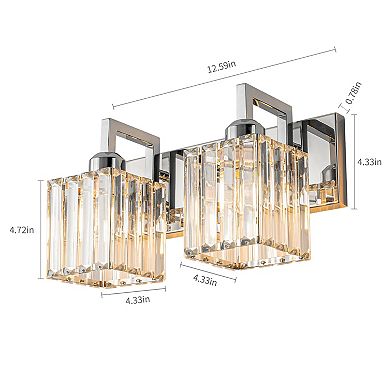 ZLAIQB 12.59" 2-Light Modern Crystal Bathroom Wall Lamp