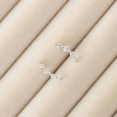 Belinda Jewelz Sterling Silver Gemstone Crawler Stud Earrings