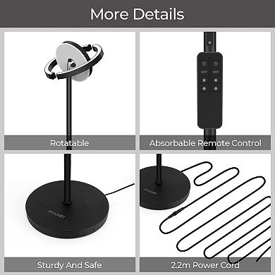 Floor Lamp, Saturn Ring Design, Stepless Dimming & 3 Color Temperatures, Touch & Remote Control