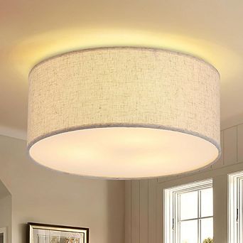 Modern Fabric Drum Shade Canopy Light