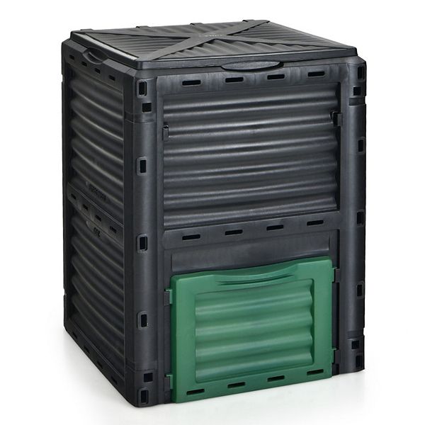 80 Gallon Outdoor Composter with Ventilation Lid and Bottom Door Green