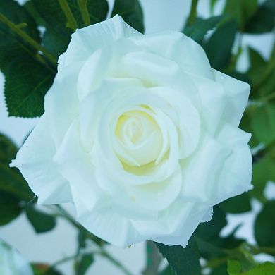 2-Pack Artificial Rose Trees, 4 FT Artificial Rose Tree with Green Leaves for Living Room, Home