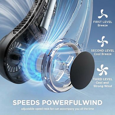 Portable Neck Fan, Without Blades, Supports USB Charging, 3 Speed Settings, Suitable for Travel, Out