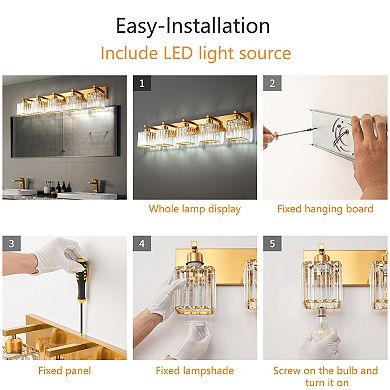 ZLAIQB 36.22" 5-Light Modern Crystal Bathroom Wall Lamp