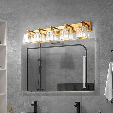 ZLAIQB 36.22" 5-Light Modern Crystal Bathroom Wall Lamp