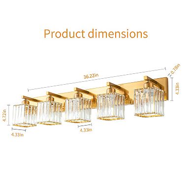 ZLAIQB 36.22" 5-Light Modern Crystal Bathroom Wall Lamp