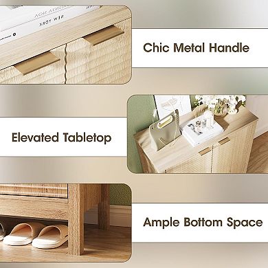 5-Tier Shoe Storage Cabinet with Fluted Doors, Adjustable Shelves & Hidden Shoe Rack for Entryway