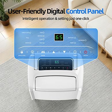 47 pt. 4,500 sq. ft. Portable Dehumidifier in. White with Drain Hose for Basement, with Anion