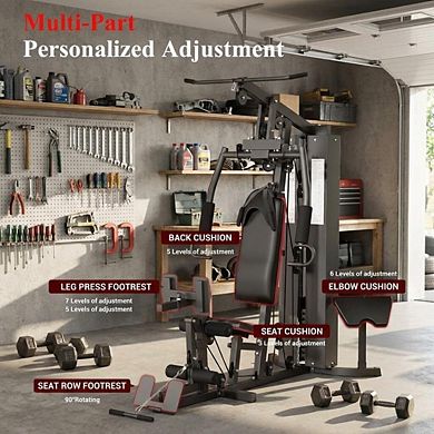 Home Gym Equipment, Multifunctional Home Gym Machine with 150 LB Weight Stack and Pulley System