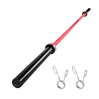 7-Foot Olympic Barbell with Red Ceramic Coating, 1000 lb Capacity for Home Gym and Powerlifting