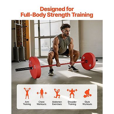 7-Foot Olympic Barbell with Red Ceramic Coating, 1000 lb Capacity for Home Gym and Powerlifting